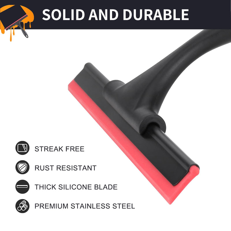 [Australia] - SetSail Shower Squeegee for Glass Doors Stainless Steel Squeegee for Shower Glass Door All-Purpose Window Squeegee for Tile Shower Walls, Sink, Mirror, Bathroom, Car Window Cleaning 10 Inches Red-black 