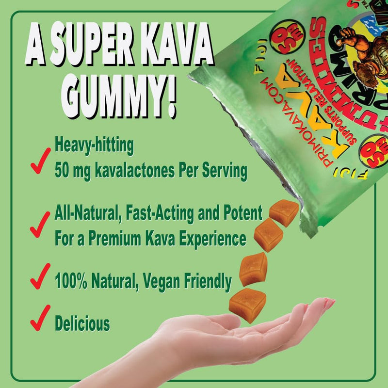 [Australia] - Kava Kava Gummies 50mg ‚Äì Strong Noble Kava with 50mg Kavalactones for Calm & Relaxation ‚Äì Alcohol-Free ‚Äì Fast-Acting Fiji Kava Root Extract ‚Äì Root Beer Flavor ‚Äì 15 Count 