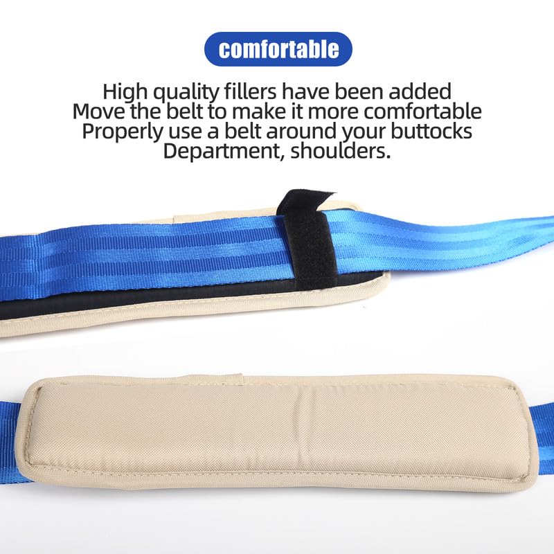 [Australia] - Mobilization Belt 2025 New with Adjustable Thick Cushioning Pad - Premium Mobilization Belt Physical Therapy, Designed for Physical Therapist Rehabilitation Therapy, Stretching, Mobility Blue 