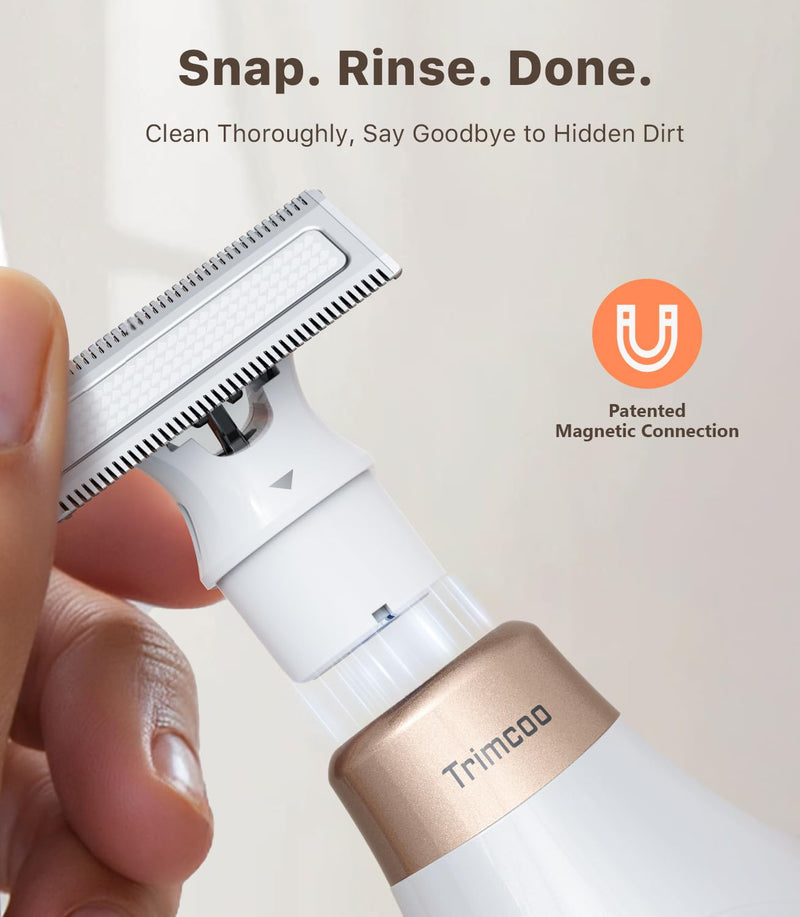 [Australia] - Mini Bikini Trimmer for Women - Intimate Pubic Hair Removal, Electric Body Groomer, Small Portable Wet/Dry Shaver, Magnetic Blade, USB-C Rechargeable with Travel Case, Easy to Clean (White) 