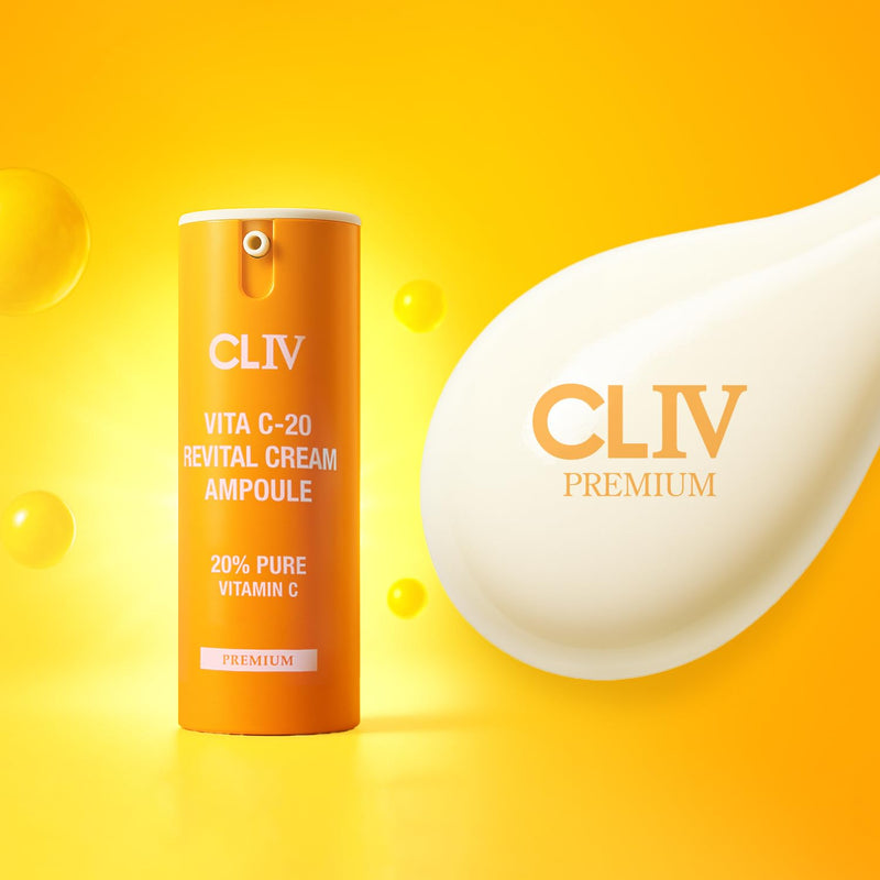 Vita C-20 Revital Cream Ampoule Serum – Korean Skincare Moisturizer with 20% Pure Vitamin C, Vitamin E & Hyaluronic Acid – Nourishing Facial Serum – 0.5 fl oz (15ml)