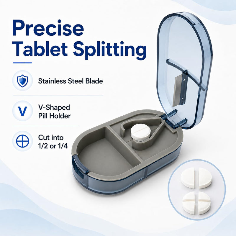 Weekly Pill Organizer 4 Times a Day with Pill Cutter, BPA-Free 7 Day Pill Box and Tablet Cutter Set, Large 28-Compartment Medicine Organizer for Vitamins, Supplements, Fish Oil and Travel Multicolor 1 PACK