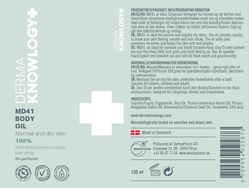 [Australia] - DermaKnowlogy | MD41 Body Oil 100% | Without perfume | For normal & very dry skin | Moisturizing and retaining | Allergy certified | For Infants, Children & Adults | 150ML 400 ml (pack of 1) 