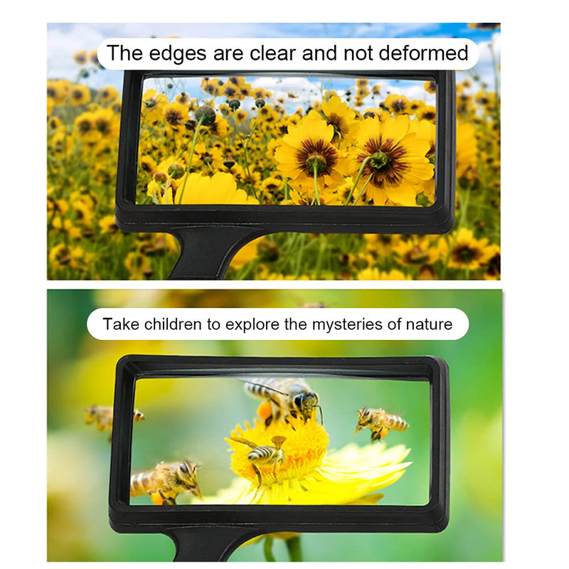 Hand-held Rectangular Magnifying Glasses - 4X Magnification Magnifier 100x50MM Large Area High-definition Glass Lens no Distortion suitable For Reading the Elderly perfect Low Vision Aid