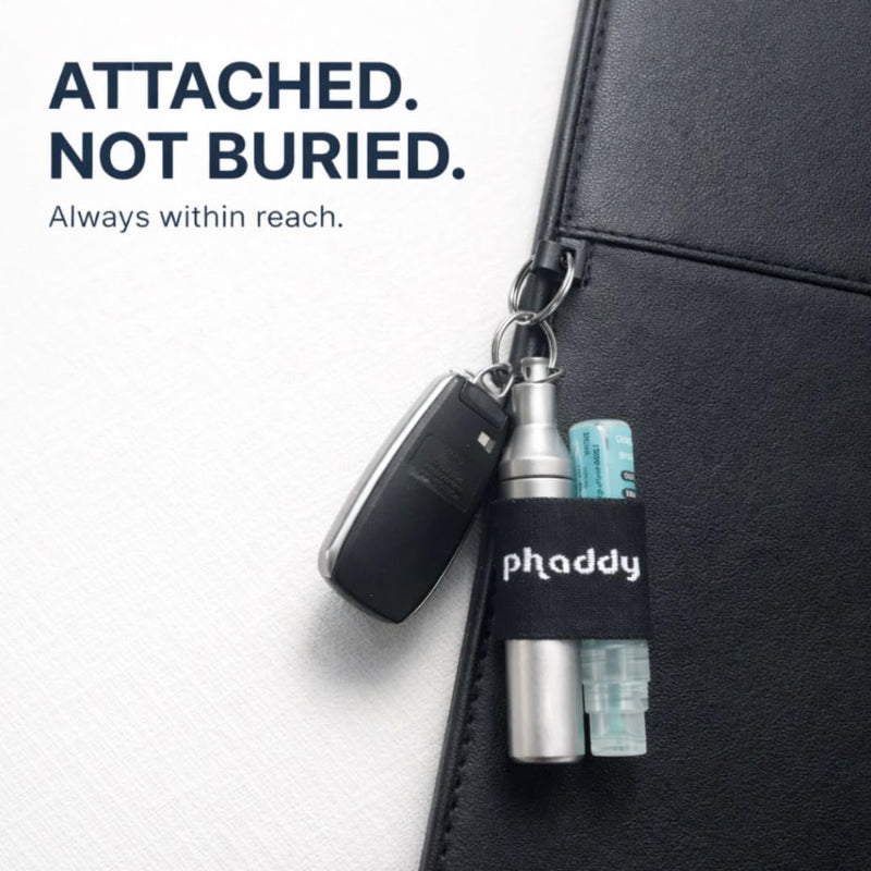 phaddy™ Keychain Container + Compression Band — Store Inside, Secure Outside | Holds Cash, Vitamins & Small Essentials (Silver, King Size) Silver