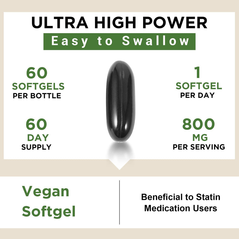 [Australia] - Liposomal CoQ10 800mg Ubiquinol Softgel, Max Absorption Ubiquinol Coenzyme Q10, Ubiquinol CoQ10 Supplement for Antioxidant, Heart Function & Energy Production, Pure CoQ10 800mg, 120 Vegan Softgels 60 Count (Pack of 2) 