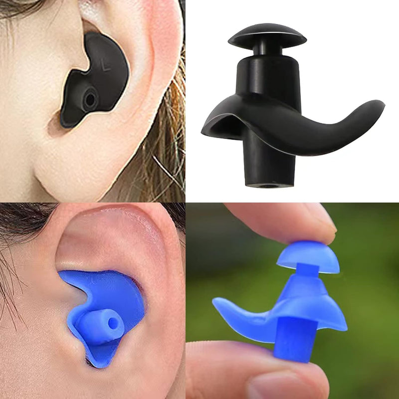 [Australia] - Ear Plugs for Swimming, 4-Pair Pack Swimming Earplugs for Kids Adult, Double Waterproof and Sound Hole Design Earplugs for Swimmer, Best for Showering Bathing Surfing Snorkeling Black 