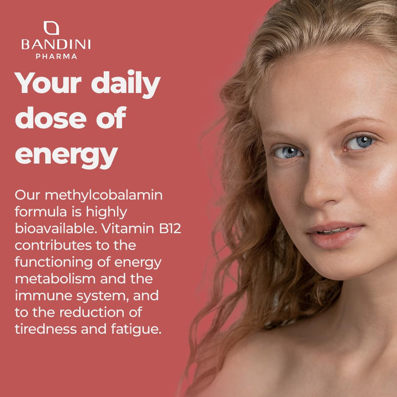 Bandini® Vitamin B12 High Strength | 365 Vegan Tablets for 1 Year's Supply | 1000 µg/mcg Methylcobalamin VIT B 12 | Energy Boost, Tiredness, Fatigue, Immunity Support | Non GMO, Laboratory Tested 400 count (Pack of 1)