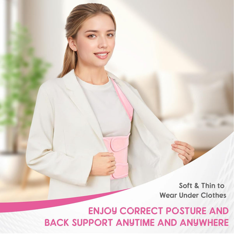 [Australia] - Posture Corrector for Women & Men – Adjustable Back Brace with Full Back Support, Shoulder Straightener for Spine Alignment, Scoliosis, Hunchback & Back Pain Relief (Pink,Medium) Pink Medium 