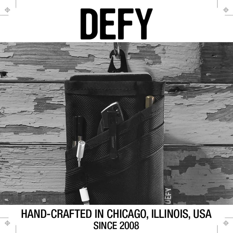 DEFY Project EDC Ballistic Nylon Travel Pouch | Lightweight Nylon Organizer for Accessories | Premium Tech Wallet | Water Repellent Travel Organizer (Black)