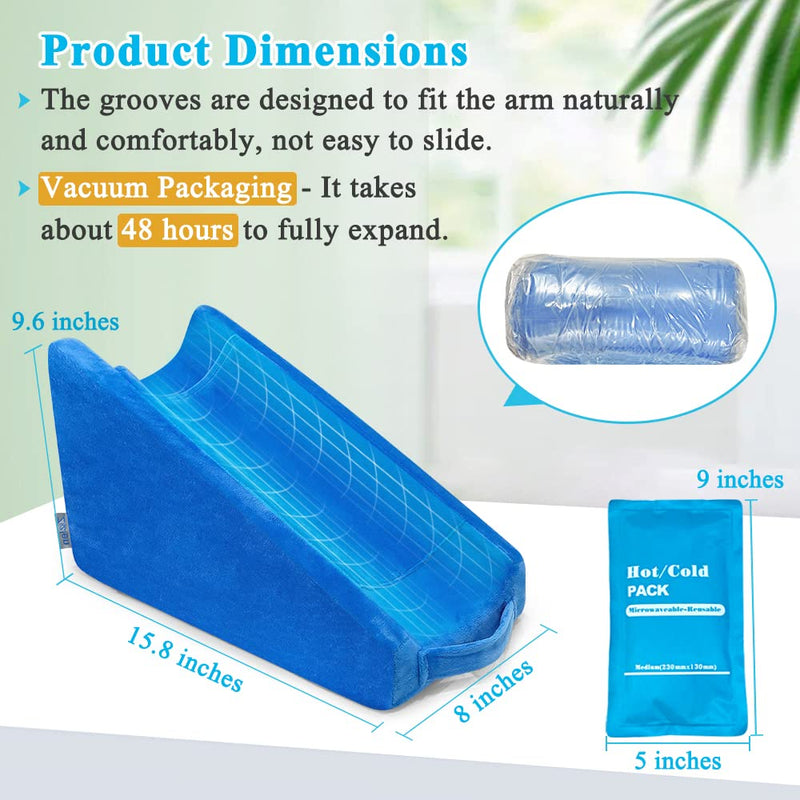 [Australia] - Arm Elevation Pillow Wedge for Elevating Arm After Surgery Pillow Arm Support Broken Wrist Pillow Elbow for Sleeping Elevated Arm Contoured Support Pillow for Broken Arm Rest with Gel Pack 