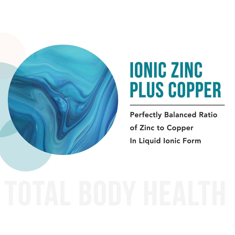 [Australia] - Ionic Zinc Plus Copper Liquid Concentrate 240 Servings, Glass Bottle, Vegan - Balanced Ratio of Zinc Copper - Supports Immunity, Brain Thyroid (2 oz.) 