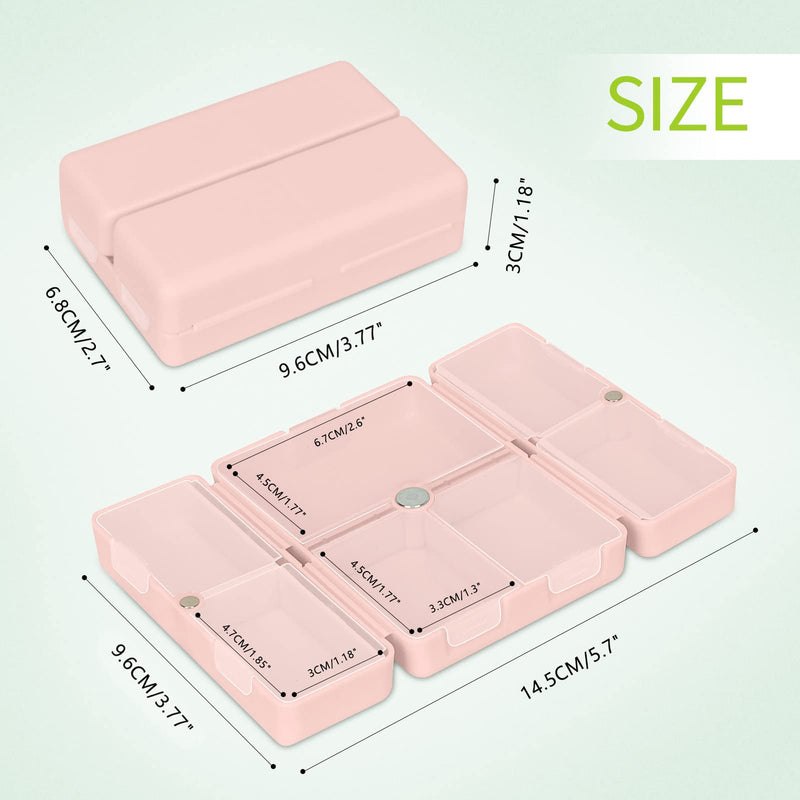 [Australia] - FYY Daily Pill Organizer, 7 Compartments Portable Travel Pill Case [Folding Design]Pill Box for Purse Pocket to Hold Vitamins,Cod Liver Oil,Supplements and Medication-Pink Small Pink 