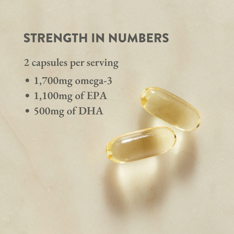 Bare Biology 1,700mg Omega-3 Super-Strength Fish Oil - Life & Soul Daily Omega 3 Capsules (1 Month Supply - 60 Capsules) 1,100mg EPA and 500mg DHA, Supports Heart, Brain Function & Eye Health