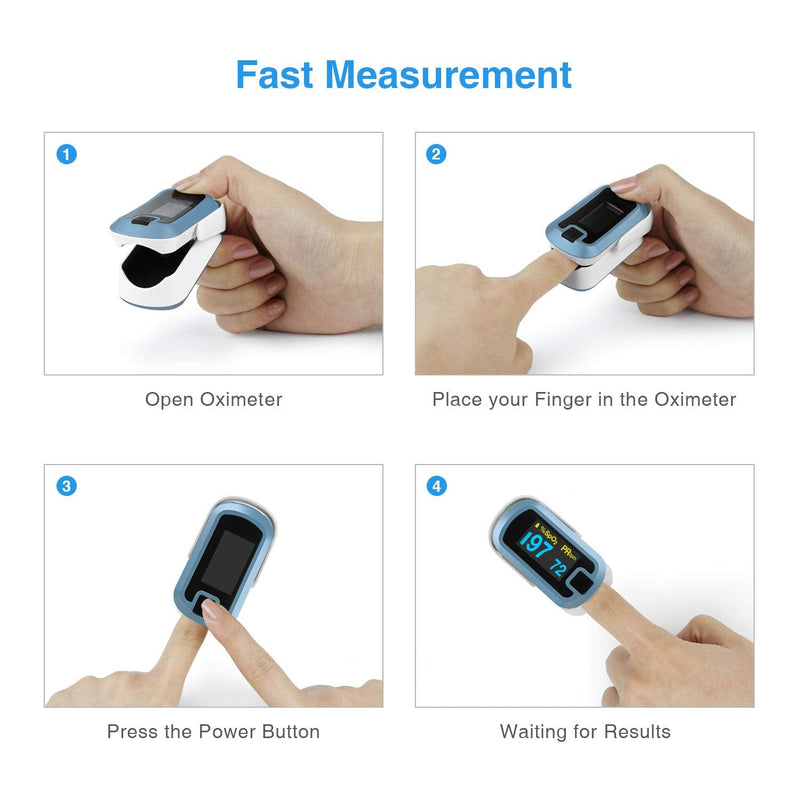[Australia] - mibest OLED Finger Pulse Oximeter, O2 Meter, Dual Color White/Light Blue 