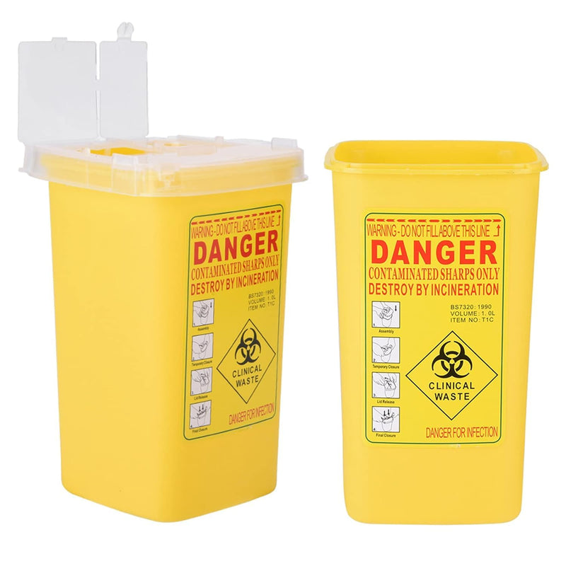 [Australia] - Heaveant Needle Disposal Container, 1 Liter Syringe Bucket Sharps Container Box, Tattoo Medical Disposal Biohazard Needle Waste Box with Lid for Tattoo Medical (Yellow) Yellow 