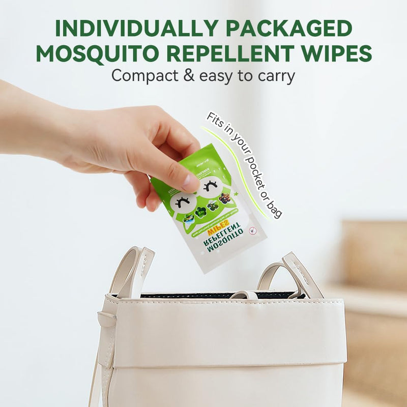 [Australia] - 60 PCS Mosquito Repellent Wipes, Individually Wrapped Insect Repellent Wipes Made of Natural Plant-Based Essential Oils, Safe & Effective Insect Protection Perfect for Outdoor Activities, Long-Lasting 60 