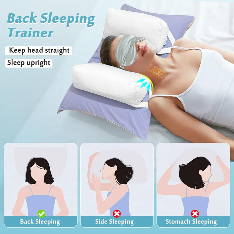 [Australia] - AOSSA Beauty Pillow for Back Sleeping – Anti-Wrinkle Aging Pillow, Head Support Trainer for Upright Sleep & Post-Surgery Recovery, Face Up Positioning Pillows for Wrinkle Prevention (White) White 