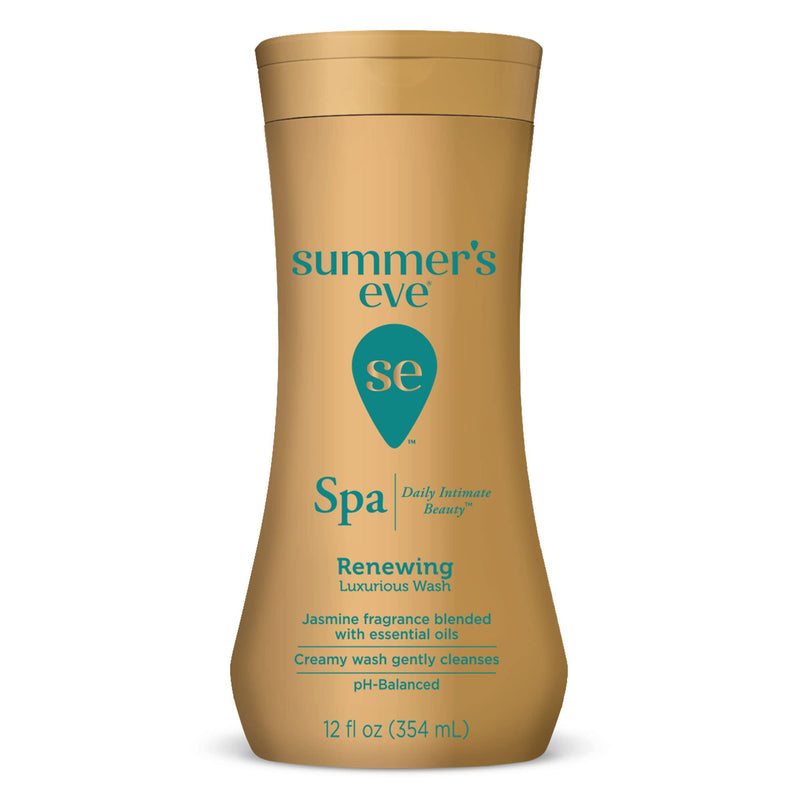 Summer's Eve Spa Daily Intimate Wash, Renewing Cleansing All Over Feminine Body Wash, Jasmine Scented pH-Balanced Feminine Wash, 12oz Bottle