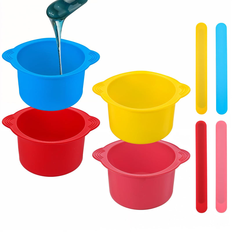 4pcs Silicone Wax Warmer Liner, Non-Stick Wax Pot Silicone Bowl Replacement, Reuse Wax Melt Warmer Liner With 4pcs Silicone Spatulas For Hair Removal