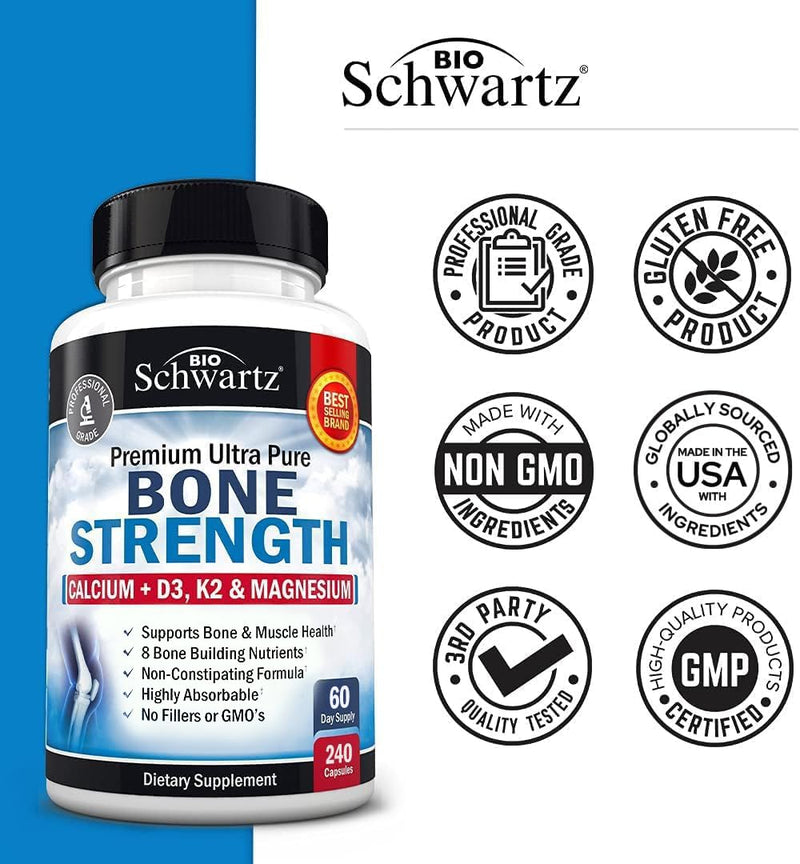 BioSchwartz Bone Strength Mineral Supplement with Calcium and Magnesium (2 Month Supply) Plus Daily Multivitamin for Women 50 & Over (1 Month Supply)