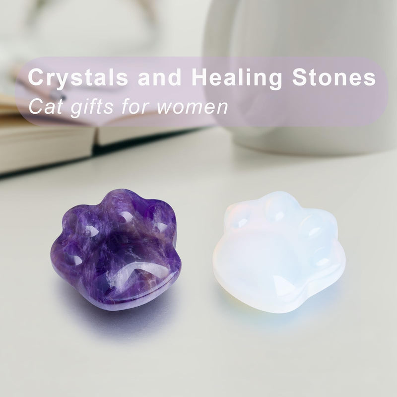 [Australia] - Cat Amethyst Crystals and Healing Stones, Natural Stone for Anxiety Relief, Emotional Balance & Positive Energy, Worry Stones for Stress Relief, Unique Gift for Crystal Cat Lovers Women Men (Amethyst) 