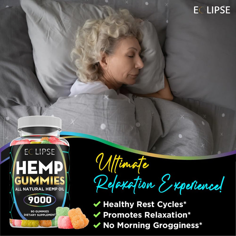 Hemp Gummies - 9,000 MG - Gummy Bear with Hemp Oil - 90 Count