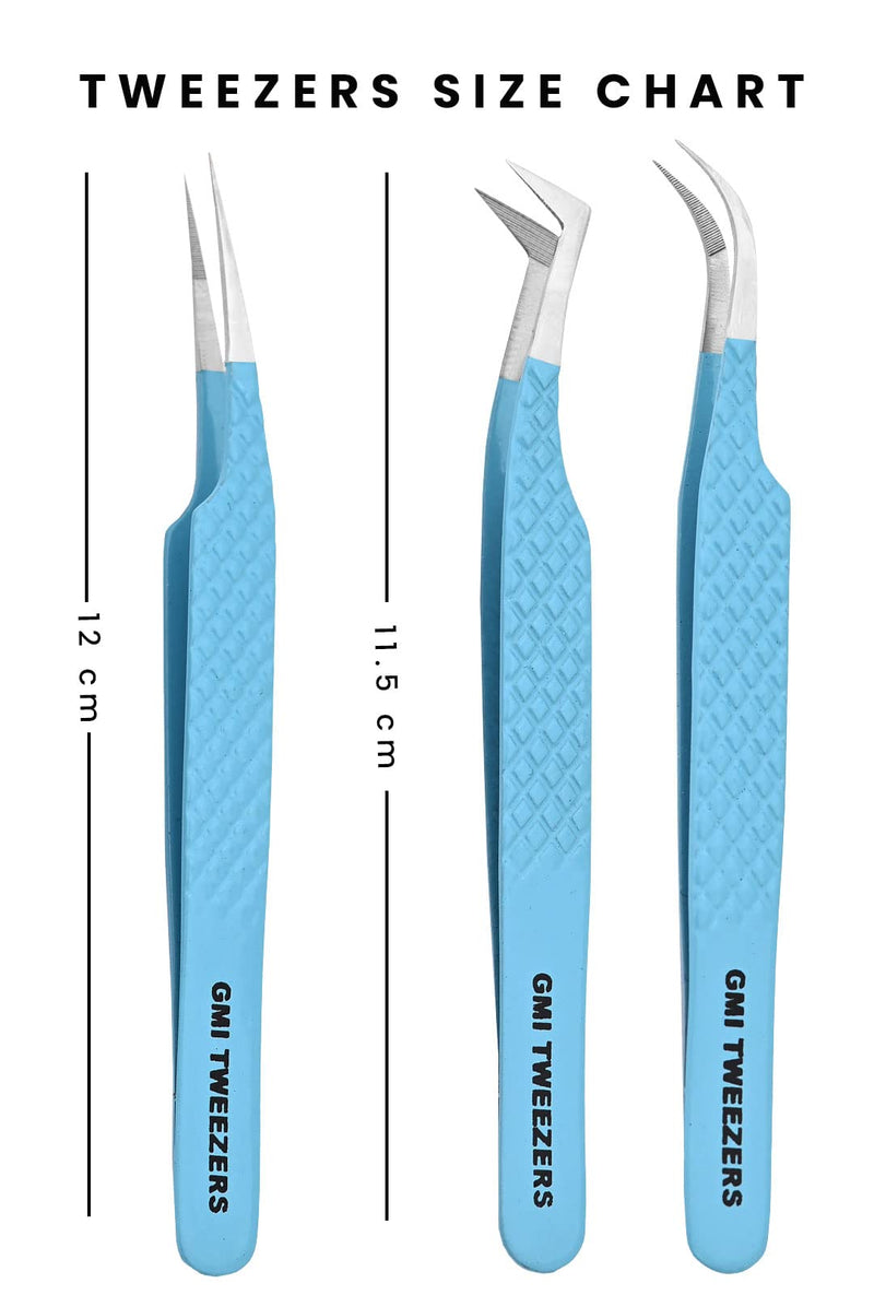 Pack of 3 Professional Fiber Tip Lash Tweezers – Precision Eyelash Extension Tweezers (FIROZI) Caramel