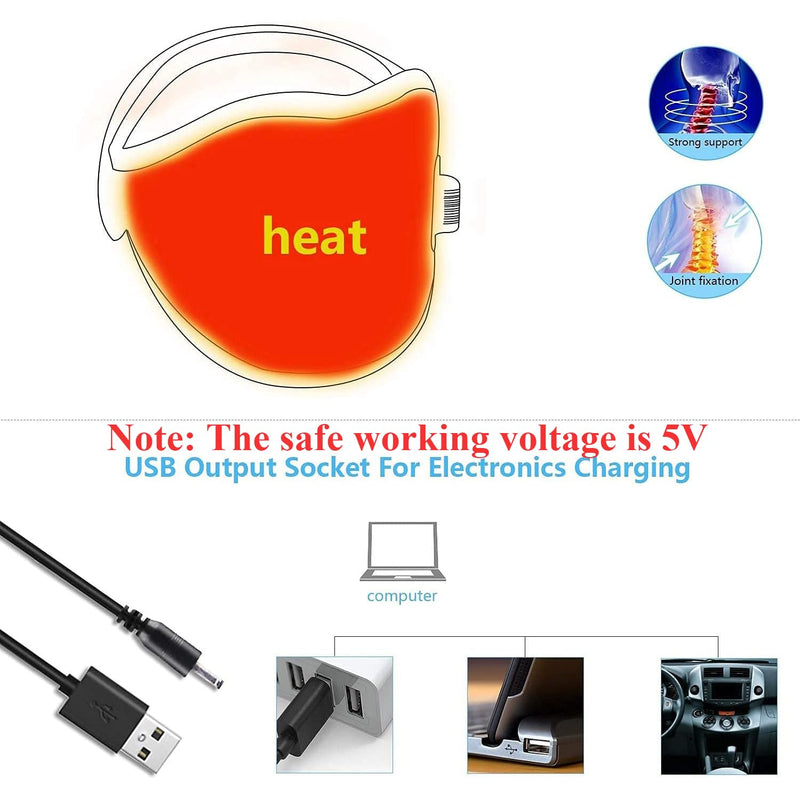USB Neck Brace Heating Pad Electric Heated Neck Strap Wrap Rechargeable Protector Warmer for Soreness Stiffness