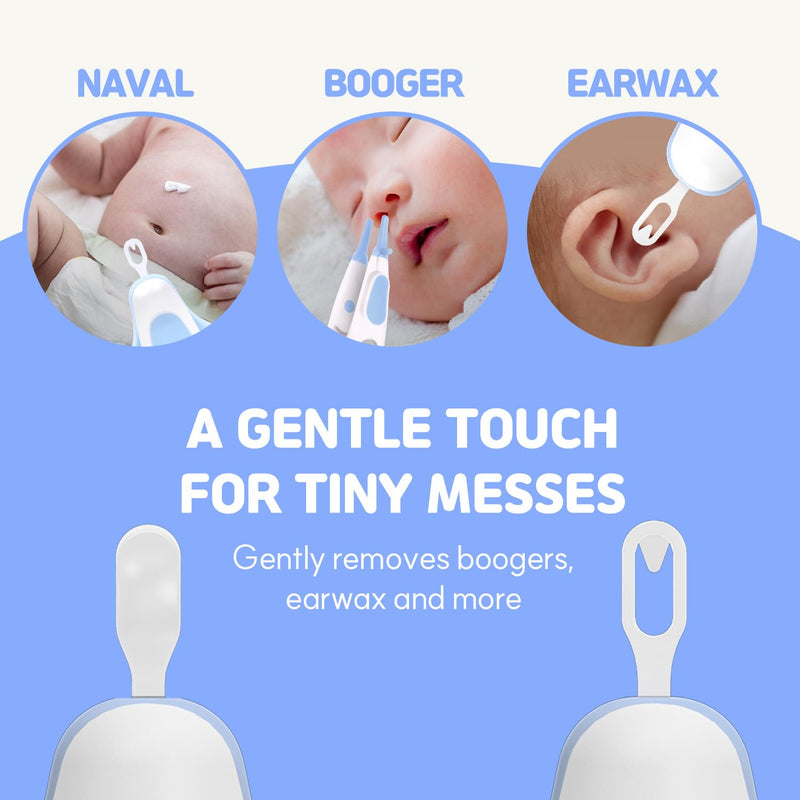 [Australia] - HubiBaby 3 in 1 Baby Nose Cleaning Tweezer Booger Remover and Baby Ear Wax Removal Tool with Soft Silicone Dual Ear Wax and Safe Nasal Picker for Newborns Infants & Toddlers Blue 