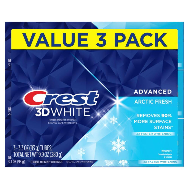 [Australia] - Crest 3D White Advanced Teeth Whitening Toothpaste, Arctic Fresh, 3.3 oz, Pack of 3 3.3 Ounce (Pack of 3) 