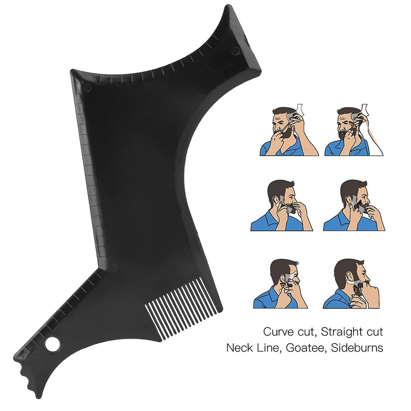 [Australia] - Beard Shaping Tools, Beard Shaping Stencil, Beard Styling Black Plastic Hairline Trimming Beard Beauty Stencil 