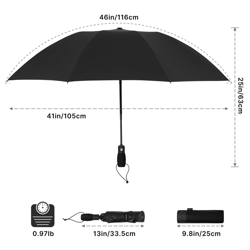 G4Free UPF 50+ UV Protection Large Travel Umbrella 46 Inch Reverse Windproof Umbrella for Sun&Rain