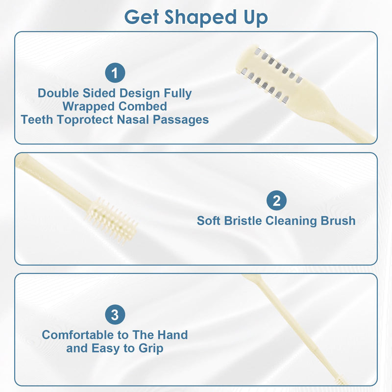 [Australia] - 6 Pcs 2-in-1 Nasal Cutter, Upgrade Double Sided Nose Knife, 360 Nostril Hair Remover Tool, Trimmer for Men, Women, Soft Cleaning Brush (Cream) (6 Pcs)cream 