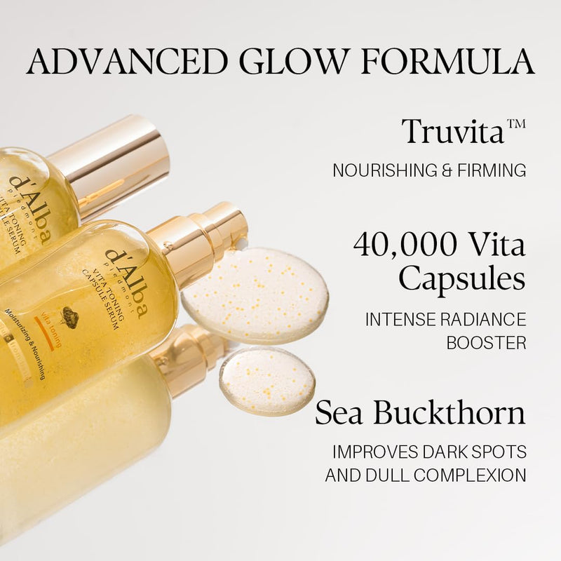 d'alba Piedmont Vita Toning Capsule Serum, Big Size (3.38fl. oz.) | Daily Lightweight Vita Boost for Luminous Skin, Double Vitamin Formula, Dark Spot Care, Even Skin Tone, Korean Skincare