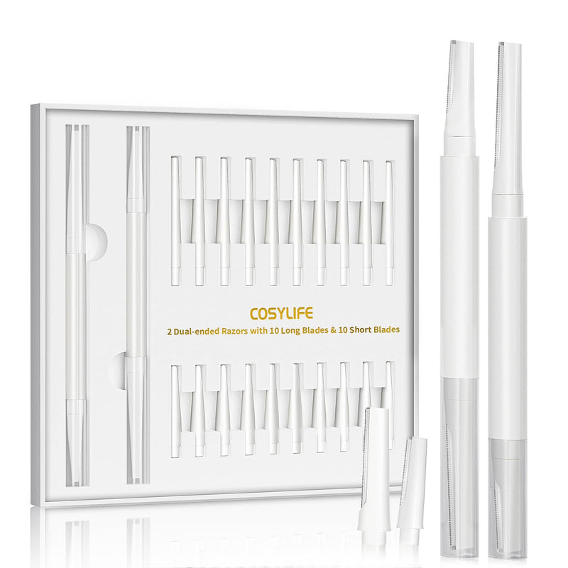 [Australia] - Dermaplaning Tool for Face Eyebrow Razor, Includes 2 Dual End Razors and 20 Blade Refills Exfoliating Face Razors for Women Facial Razor for Peach Fuzz and Eyebrow Starter Kit 