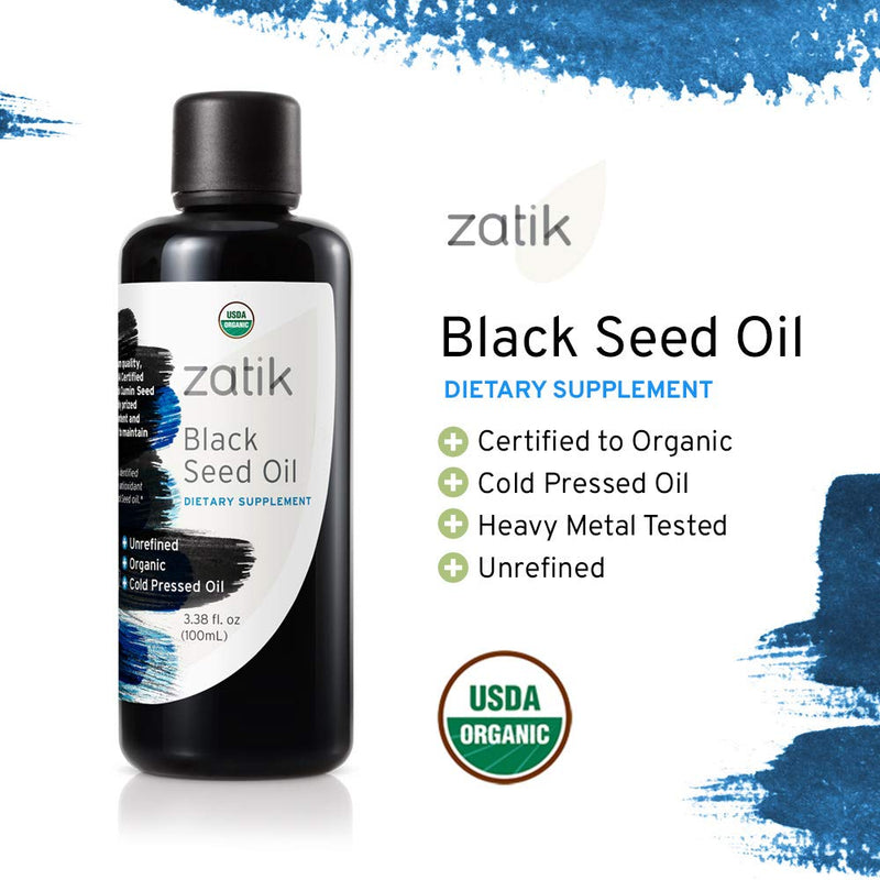 [Australia] - Zatik Naturals - Black Cumin Seed Oil - Cold-Pressed, USDA Certified Organic, Vegan, Gluten-Free, Non-GMO, 6.76 fl oz, 200 ml 