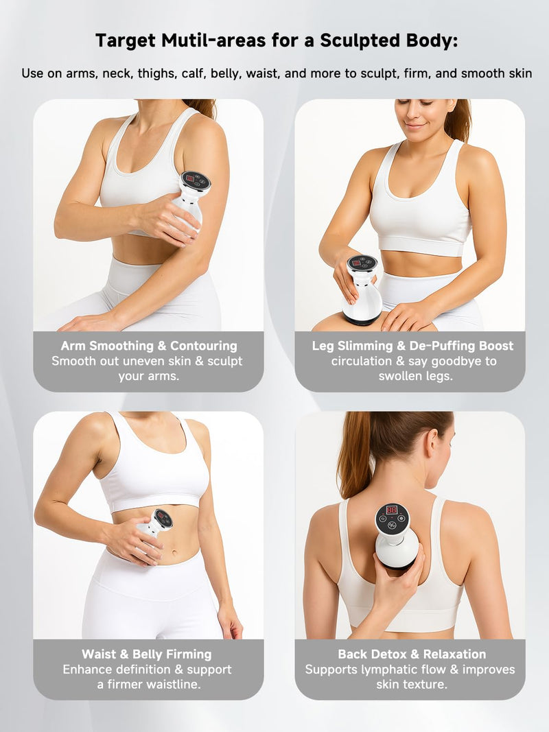 [Australia] - Lymphatic Drainage Massager & Anti Cellulite Massage Tool, Helps Reduce Stretch Marks & Cellulite, for Legs, Arms & Belly, Body Sculpting Machine with Microcurrent & Red-Light & Heat & Vibration 