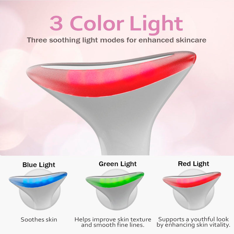 3-in-1 Portable Face and Neck Massager Tool with LED, Red Light Therapy, Vibration & Thermal Functions for Skin Care, Lifting & Firming, Galvanic Facial Machine.