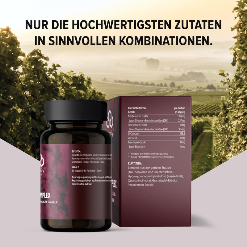 [Australia] - edubily nutrition® OPC complex from French grapes - particularly rich in OPC and MPC - 60 capsules in an amber glass 