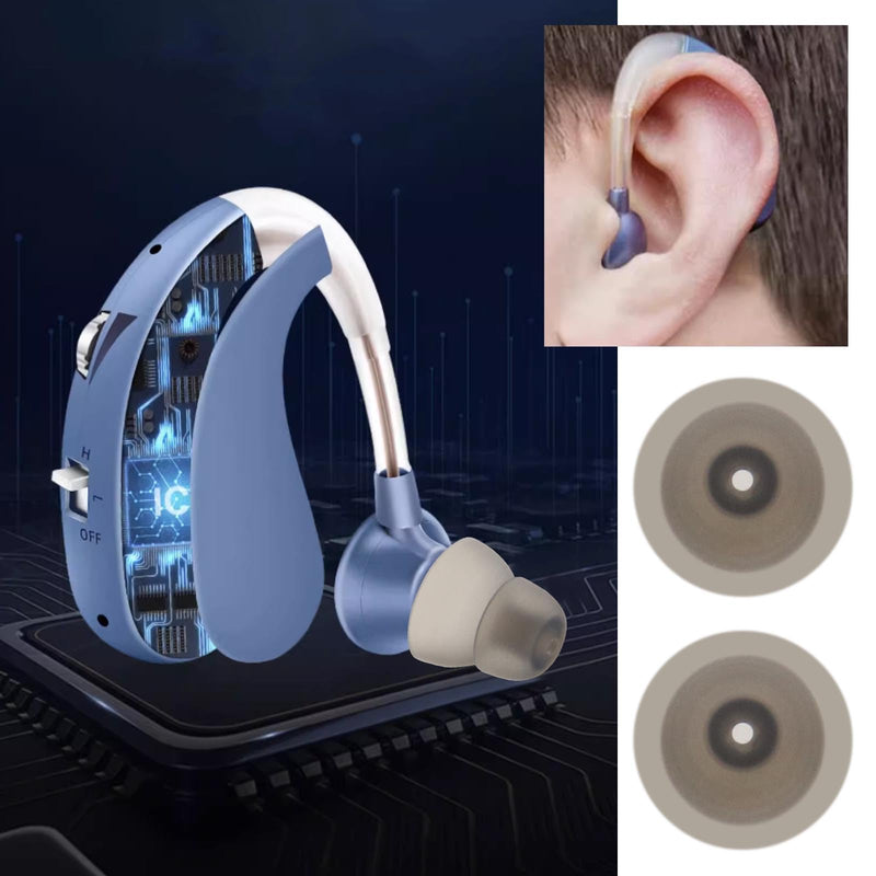 EMSea 6 Pairs Black Hearing Aid Domes Soft Silicone Double Layer Audiphone Ear Tips Replacements Earbud Audiphone Closed Domes Small & Medium & Large