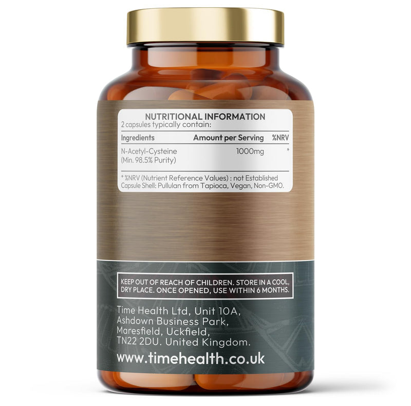 New: 1000mg NAC N-Acetyl-Cysteine - Ultra Pure 98.5% - 180 Capsules - 2/Day - Precursor to Super Antioxidant Glutathione - UK Made Supplement - GMP - Additive Free - Vegan