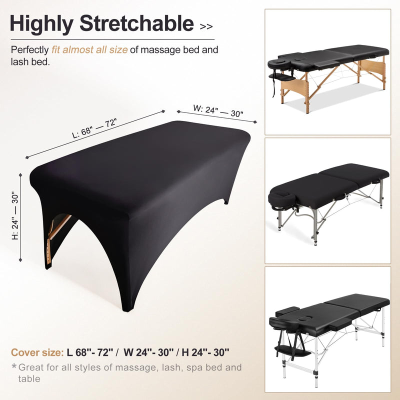 [Australia] - Spa Bed Cover Professional Lash Bed Cover Stretchy Massage Table Cover Beauty Bed Protective Topper, Excellent for Lash Extension, Spa, Massage, Beauty Salon, Wax, Tattoo Bed and Table (Black) 1-Piece Black 