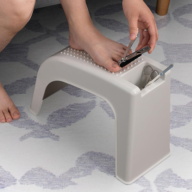 [Australia] - Shower Foot Rest for Shaving Legs, Non-Slip Pedicure Foot Rest, Shower Foots Step Stool for Shaving Legs, Plastic Sturdy Pedicure Stand -White White 