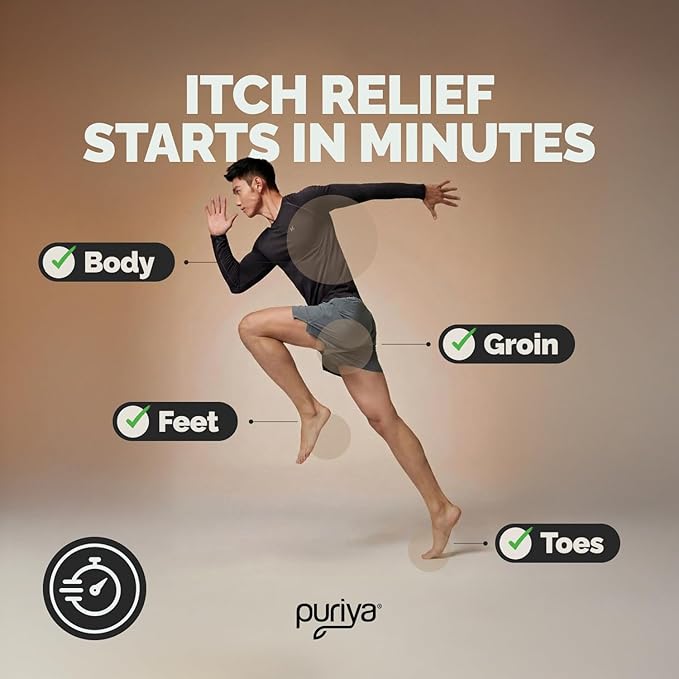 Puriya Tea Tree Oil Antifungal Cream. Natural Athletes Foot Cream Treatment. Jock Itch Cream Extra Strength for Men, Ringworm Treatment for Humans. Hydrating Anti Fungal Cream for Itchy Skin Relief