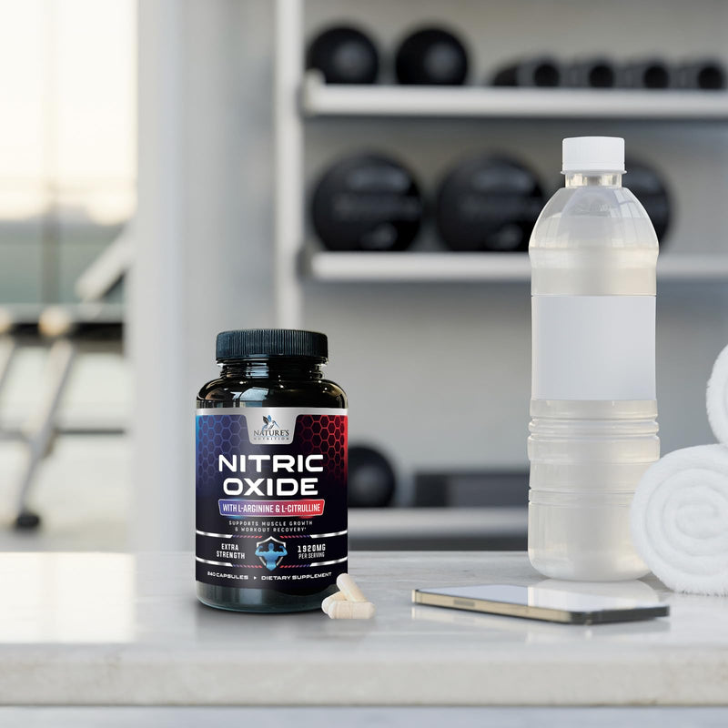 [Australia] - Extra Strength Nitric Oxide Supplement L Arginine 3X Strength - Citrulline Malate, AAKG, Beta Alanine - Premium Muscle Supporting Nitric Oxide Booster for Strength & Energy Supplements - 240 Capsules 240 Count (Pack of 1) 
