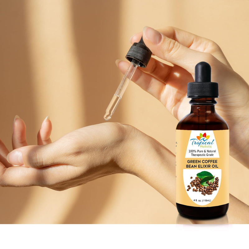[Australia] - Green Coffee Bean Elixir Oil, 4 oz - 100% Pure Unrefined Coffee Massage Oil, Ideal for Hair and Skin 