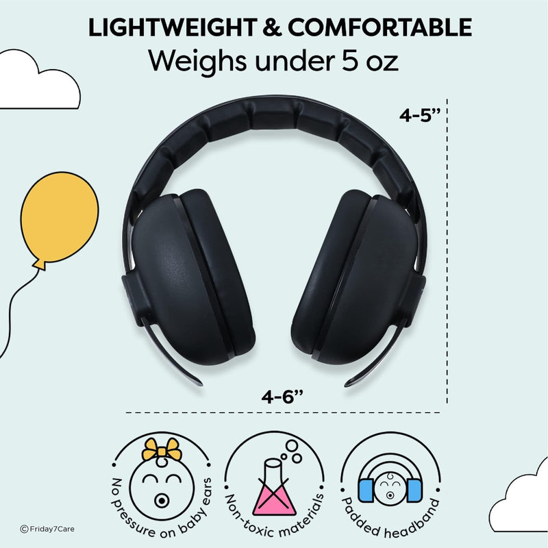 [Australia] - Baby Headphones - Baby Ear Protection | Baby Noise Cancelling Headphones for Ages 0-24 Months, Black 