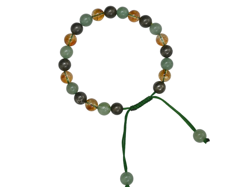 [Australia] - Natural Healing Crystal Bracelet for Women - Mens Bracelet Energy Balancing Gemstones Set - Adjustable Stone Bead Bracelet for Men and Women - Chakra Crystal Therapy Accessory, Meditation Money Success 