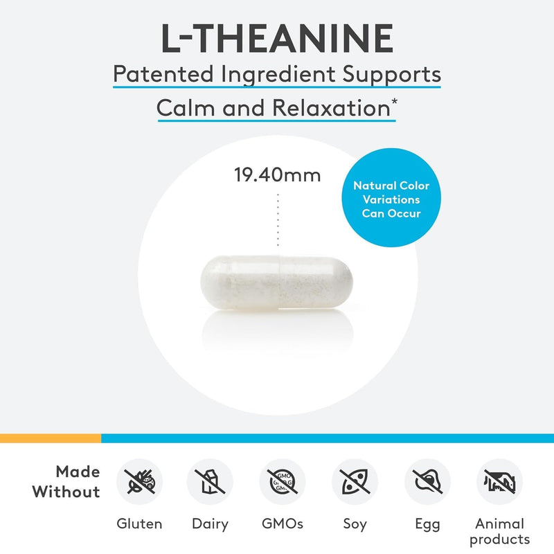 XYMOGEN L-Theanine - 400 mg as Suntheanine - Relaxation, Focus & Stress Support - Amino Acid Supplement - Non-Drowsy - Vegetarian, Non-GMO & Gluten-Free - 60 Capsules 60 Count (Pack of 1)